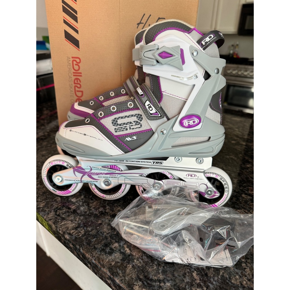 Roller Derby Aerio‎ Q60 Womens Inline Skates White Grey Purple Size 7 I359-07